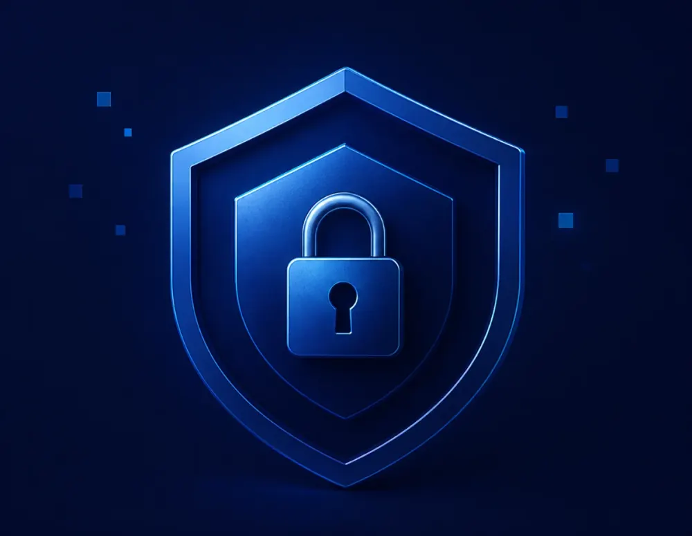 Digital trust: shield and padlock illustration
